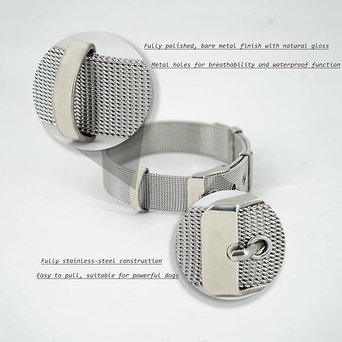 Stainless Steel Waterproof Medium Adjustable Breathable Belt Pet Collar Dog Cat Kitten Imitation Woven Tape Slip Durable Stainless Steel Waterproof Small Choker