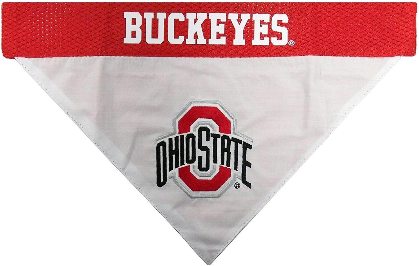 Pets First Collegiate Pet Accessories, Reversible Bandana, Ohio State Buckeyes, Small/Medium,Red/White