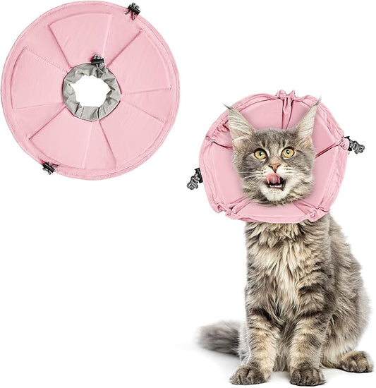 Cat Cone Collar Soft, Adjustable Elizabethan Collar for Cats to Stop Licking, Comfortable Lightweight Kitten Cone for Wound Healing and Surgery Recovery,Pink,L