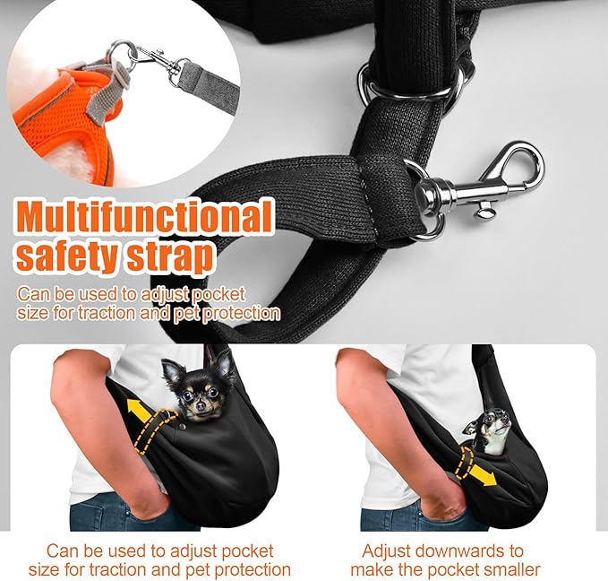 Tomkas Dog Sling Carrier for Small Dogs Puppy Carrier for Small Dogs (Black, for Pets Weight 2-7 lbs)