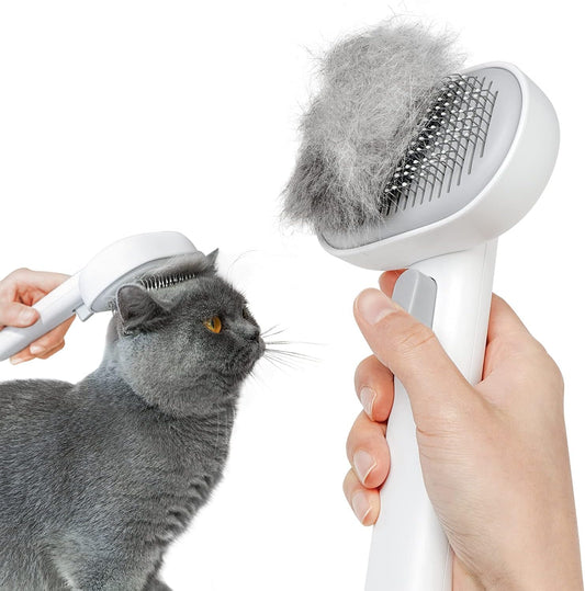 Aumuca Cat Brush for Shedding, Cat Brushes for Indoor Cats, Cat Brush for Long or Short Haired Cats, Cat Hair Brush Cat Grooming Deshedding Brush for Dog Kitten Horse Massage Removes Loose Fur, White