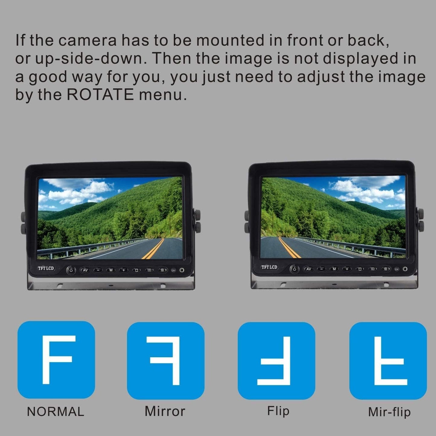 AHD 1080P 7" Reverse Rear View Backup Dual Camera System, Two Cameras with Night Vision Waterproof IP69K Vibration-Proof 10G for Truck/Trailer/RV/Bulldozer/Crop Sprayer/Agricultural Equipment