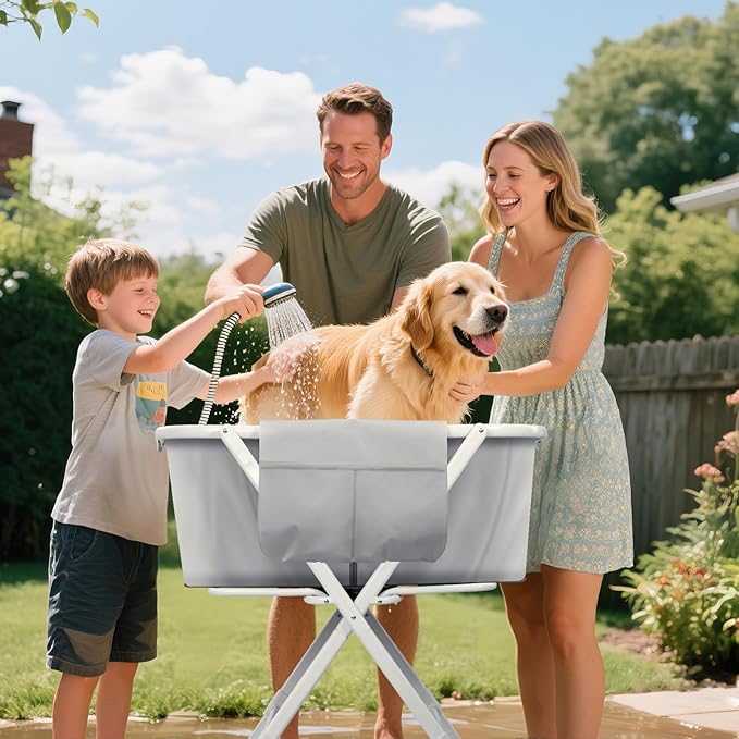 Portable Dog Bathtub, Elevatable Dog Washing Station for Bathing Shower and Grooming, Collapsible Dog Bath Tub for Small/Medium/Large Dogs, Cats & Other Pet (Medium Dogs Bathtub)
