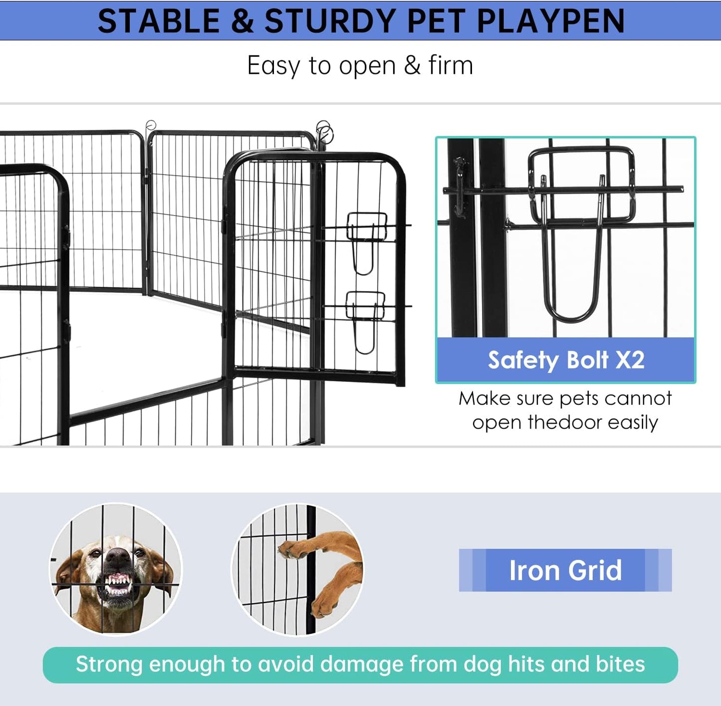 BestPet Dog Playpen Indoor 32 inch 32 Panels Metal Dog Pen Pet Dog Fence Outdoor Exercise Pen with Doors,Pet Puppy Playpen for RV Camping Yard, Black