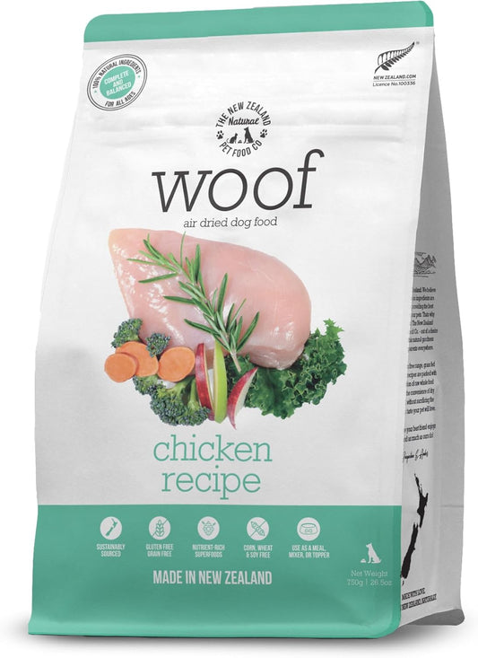 WOOF Air Dried Dog Bites - Chicken Recipe Dog Food High Protein Toppers for Dry Dog Food, Healthy Dog Food,26.5oz