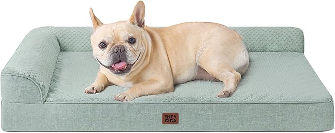 EHEYCIGA Memory Foam Dog Bed Medium Sized Dogs, Waterproof Dog Bed Orthopedic with Washable Removable Cover, Non-Slip Pet Bed Couch for Crate, 30x20x6 Inches, Greyish Green