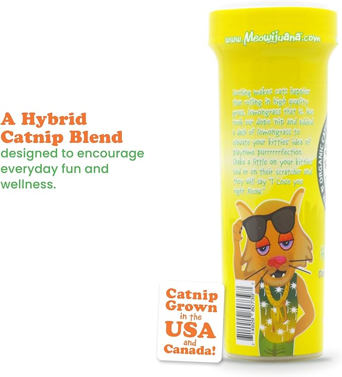 Meowijuana Strawberry Bundle | Get Sprung Refillable Strawberry Toy and Happy Grass Catnip Blend | Promotes Play and Cat Health | Includes North American Organic Catnip