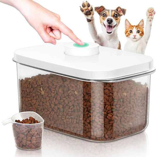 TBMax Dog Cat Food Storage Container 6-8 Lbs with Easy-Carrying Handles, Stackable Pet Food Dog Treat Container with Pop Up Lids, Airtight Food Storage Bin for Kitchen Organization