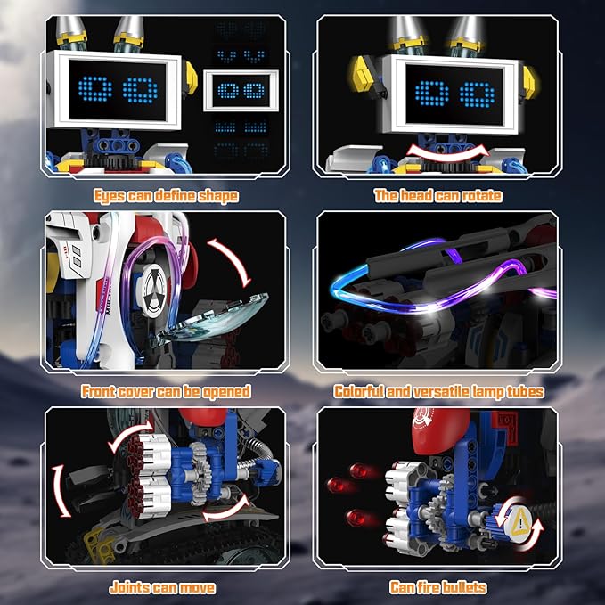 5 in 1 STEM Robot Building Kit, APP & Remote Control Screen Building Toys, Eye Coding Robots Rechargeable, 620Pcs DIY Super Warriors for Kids Learning, Boys Girls Birthday Gifts