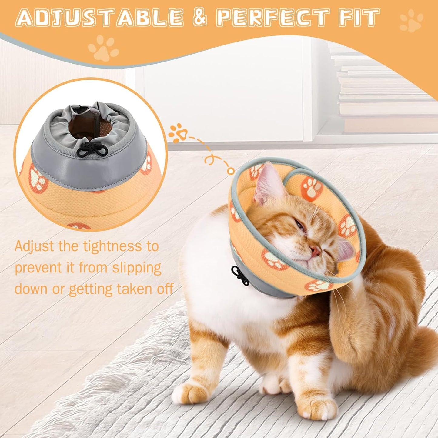 Cat Cone Collar Soft to Stop Licking After Surgery Cat Recovery Collar for Small Large Cats Adjustable Elizabethan Collar