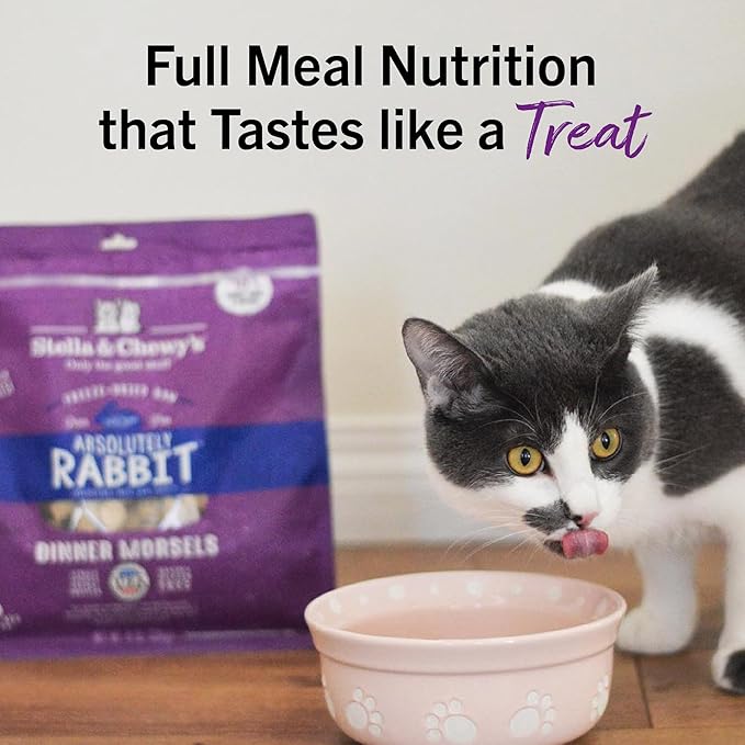 Stella & Chewy's Freeze-Dried Raw Cat Dinner Morsels - Premium Rabbit Recipe with 98% Responsibly-Sourced Meat & Organs - Natural Grain-Free Cat & Kitten Food - Made in USA - 3.5 oz