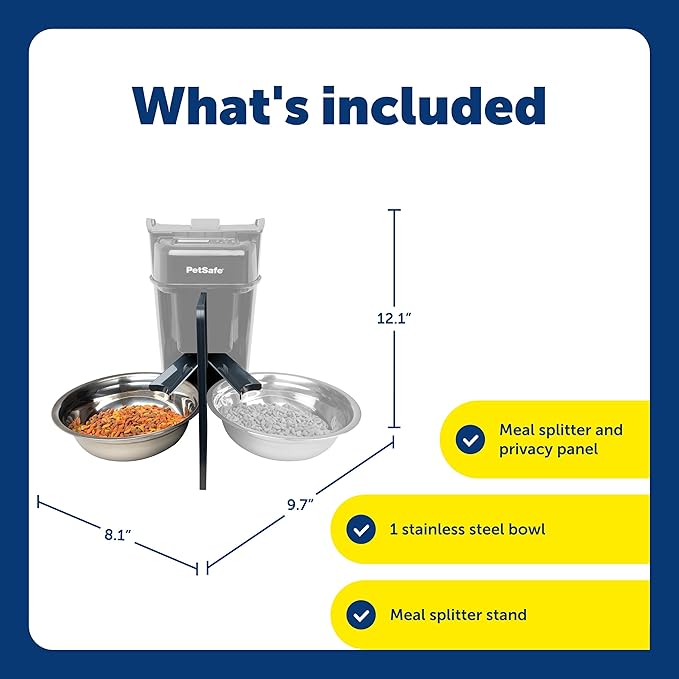 PetSafe 2-Pet Meal Splitter with Bowl - Designed for PetSafe Smart Feed and Healthy Pet Simply Feed Automatic Cat Feeder - No-Mess Food Dispensing - Includes Privacy Panel
