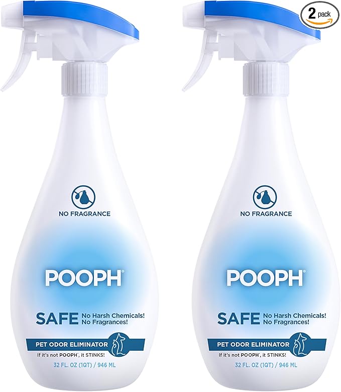 Pooph Pet Odor Eliminator, 32oz Spray, 2-Pack - Dismantles Odors on a Molecular Basis, Dogs, Cats, Freshener, Eliminator, Urine, Poop, Pee, Deodorizer, Natures, Puppy, Fresh, Clean, Furniture, Potty