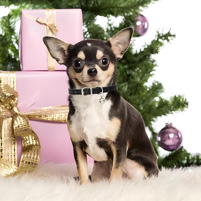 Pink XS Dog Collar with Bell, Soft Pu Leather Kitten Dog Collars Adjustable Buckle for XXS XS Extra Small Medium Tiny Female Male Boys Girls Pets Puppy Cats Teacup Yorkie X-Small