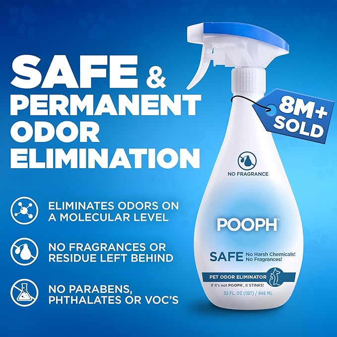 Pooph Pet Odor Eliminator & Pooph Laundry Additive - 2-32oz Bottles - Dismantles Odors on a Molecular Basis, Dogs, Cats, Freshener, Eliminator, Urine, Poop, Pee, Deodorizer, Puppy, Fresh, Clean