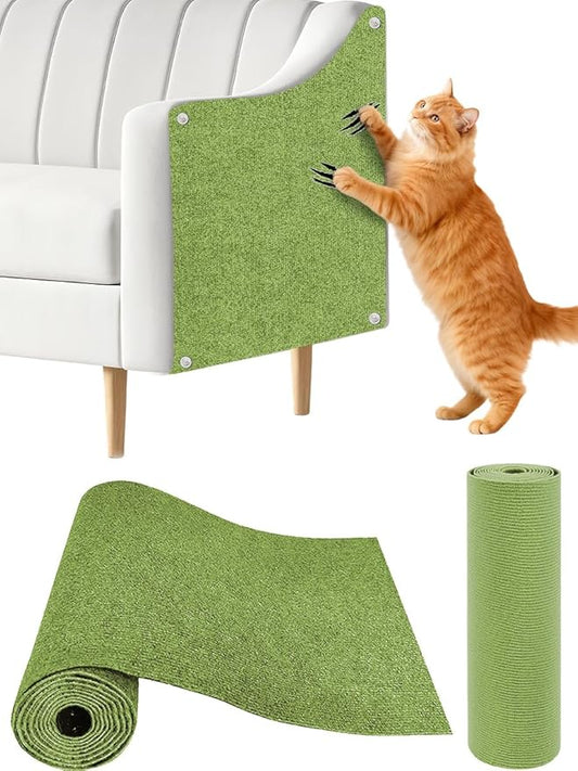 Cat Scratch Couch Furniture Protector, Adhesive Cat Scratch Pad Deterrent for Furniture, DIY Climbing Cat Scratcher Couch Protector from Cat Claws Scratching for Indoor (Green, 78.7x15.8Inch)