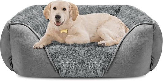 INVENHO Large Dog Bed Rectangle Washable Orthopedic Soft Calming Sleeping Durable Pet Cuddler with Anti-Slip Bottom