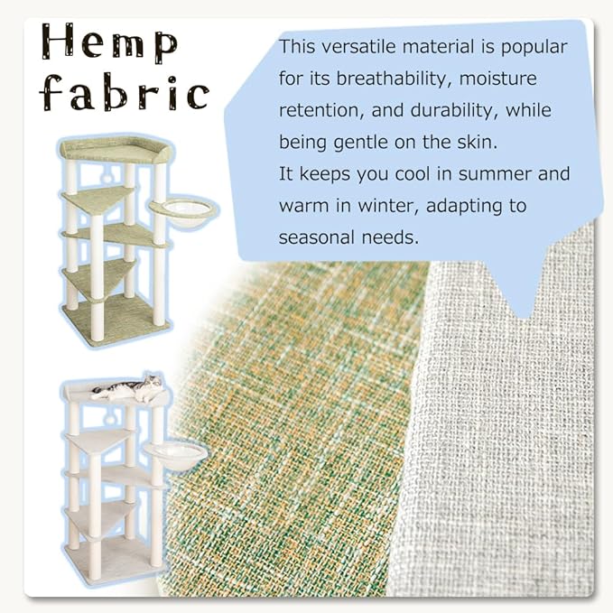 53” Tall Cat Tree for Large Cat, Modern Senior Friendly Cat Tower with Wide Shelves Low Step, Cotton Scratching Posts, Double-Sided Jute Wrapping, Cozy Perches (Light Green)