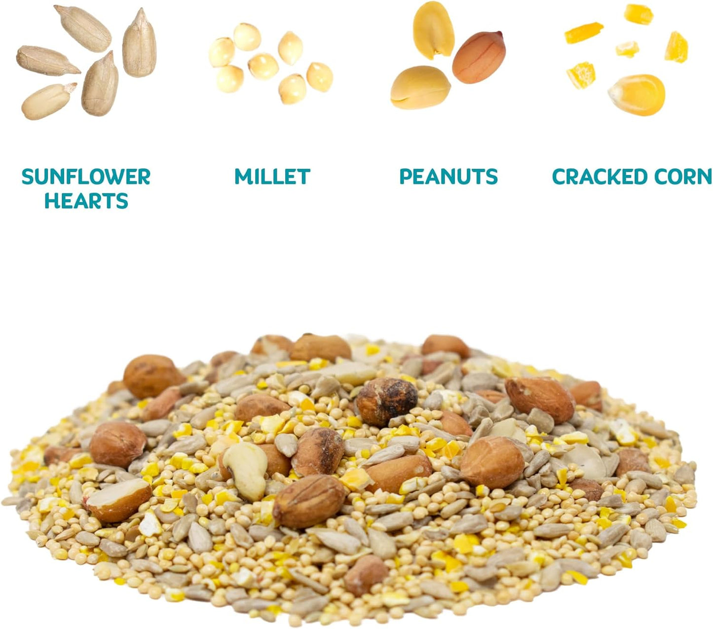 Audubon Park Waste Free Wild Bird Seed –12 lb. No Mess Blend with Sunflower Hearts & Peanut Pieces – Bird Food for Outside Feeders