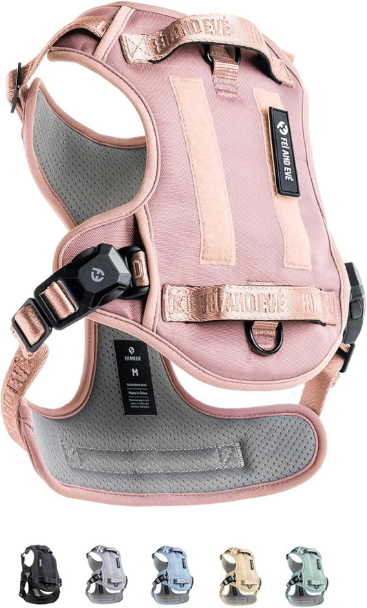 2025 New Edition, Fei & Eve MagEase Dog Harness - 3-Second Magnetic Buckles | 3-Point No-Pull Control | Heavy-Duty 900D Nylon | Dual Safety Handles | Breathable Mesh | Adjustable Fit | Small, Pink