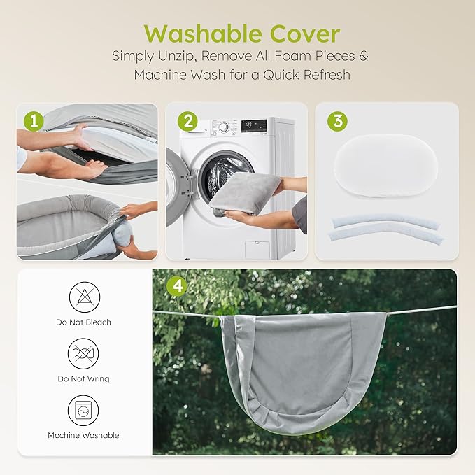 Large Orthopedic Dog Bed, 36 in. Dog Bed for Large Sized Dogs with Full-Surround Bolsters, Dual-Sided Dog Cooling Beds with Memory Foam, Washable Pet Sofa Couch with Nonslip Bottom, Light Grey