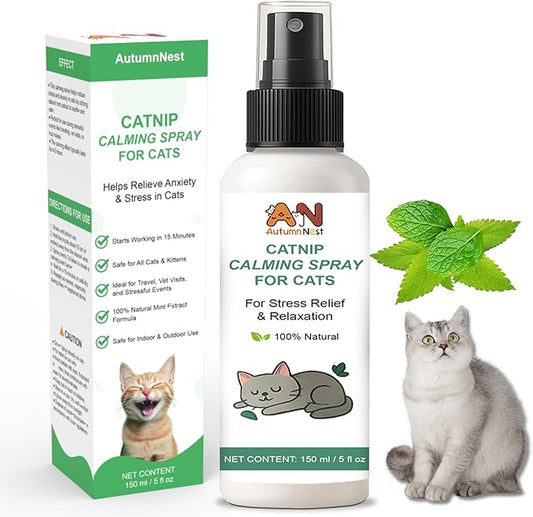 Cat Calming Spray with Natural Mint – 150ml Pet Relaxant for Cats and Kittens – Helps Reduce Stress, Anxiety & Unwanted Behavior – Plant-Based Soothing Spray for Travel, Vets & Home Use