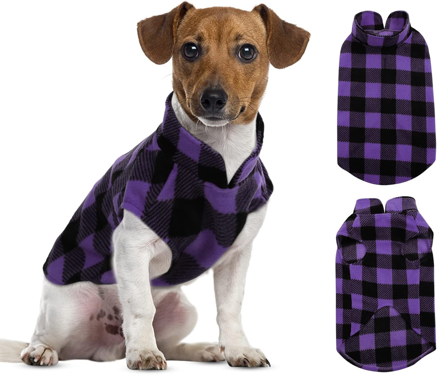 ASENKU Dog Sweater - Plaid Fleece Vest, Soft Comfortable Pet Pajamas, Warm Winter Shirt, Cold Weather Coat Jacket for Small & Medium Breeds