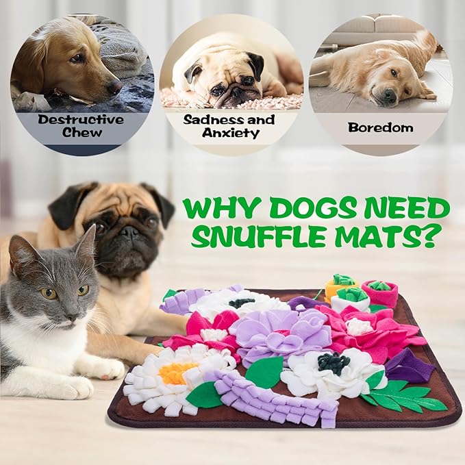 Snuffle Mat for Dogs,Dog Feeding Mat Sniff Mat Interactive Dog Puzzle Mat for Training and Stress Relief Encourages Natural Foraging Skills (Coffee)