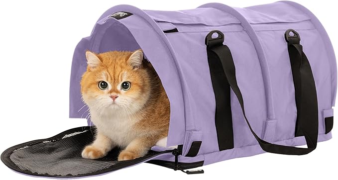 SturdiBag Pro 2.0 Pet Travel Carrier for Cats and Dogs | Soft Sided Pet Carrier Bag with Safety Clips and Seatbelt Straps for Car Travel | XL, Lavender