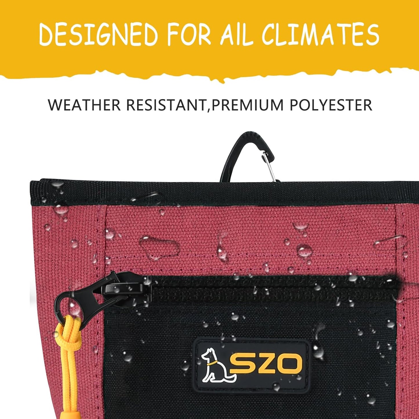 SZO Dog Treat Pouch with Pet Training Clicker, Dog Training Treat Pouch with Waist Belt Clip, Magnetic Closure, Hands-Free Training - Black&Red