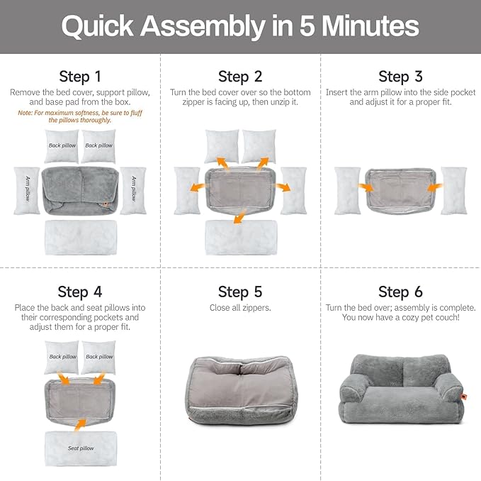 MEWOOFUN Cat Bed for Indoor Cats, Washable Dog Beds for Small Dogs & Cats with Removable Cover, Fluffy Cat Couch with Non-Slip Bottom (Grey, 26.0" L X 19.0" W X 13.0" Th)