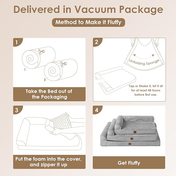 EHEYCIGA Memory Foam Dog Bed Large Sized Dogs, Pet Bed for Large Dog for Crate with Waterproof Liner, Pet Couch Bed Orthopedic with Washable Removable Cover, 35x23x6 Inches, Grey