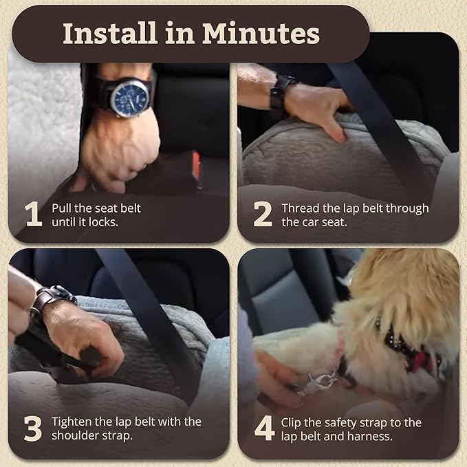 Snoozer Lookout I Car Seat - Dog Car Seats for Small Dogs, Puppy Booster Bed for Small Sized Pets up to 18 Lbs, Elevated, Washable - Size S, Black Quilted