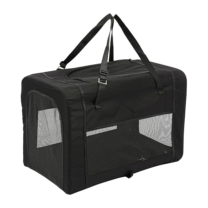 Double Pet Stroller for Dogs and Cats, Foldable Dog Stroller Travel Carriage with Detachable Carriers, Safety Belts, and 4 Lockable Wheels for Small to Medium Pets (Black)