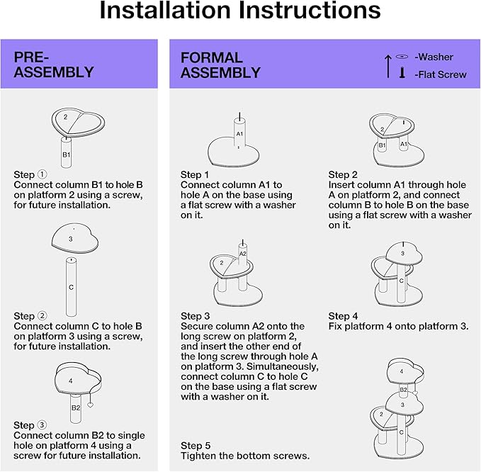 VETRESKA 40 inches Cat Tree for Indoor Cats, Multi Level Cat Tower with Cat Scratching Post, Cute Cat Climbing Tree with Dangling Toy for Cats, Purple