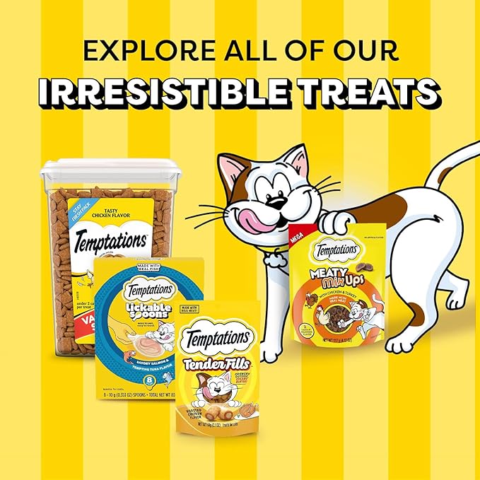 Temptations Lickable Spoons Adult Wet Cat Treat, Savory Salmon and Tempting Tuna Flavor, 4 Spoons, Pack of 12 (48 Total Treats)