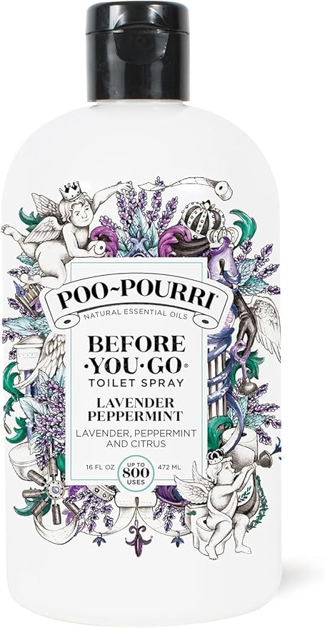 Poo-Pourri Before-You-Go Toilet Spray Refill, Lavender Peppermint, 16 Fl Oz, Up to 800 Uses, Bathroom Odor Deodorizer with Essential Oils for Home or Work, Lavender, Peppermint and Citrus Scent