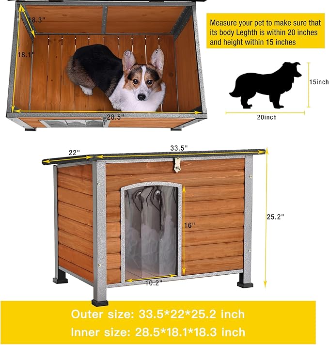 Aivituvin Dog House Outdoor & Indoor Unique All-Around Iron Frame Dog Kennel for Winter with Raised Feet Weatherproof for Small & Medium & Large Dogs