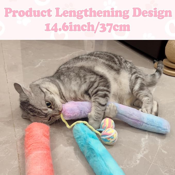 Cat Kicker Toy Large 3pcs, Catnip Toys for Cats, for Indoor Cats, Interactive Kitten Toys with Bell 14.6in/37cm