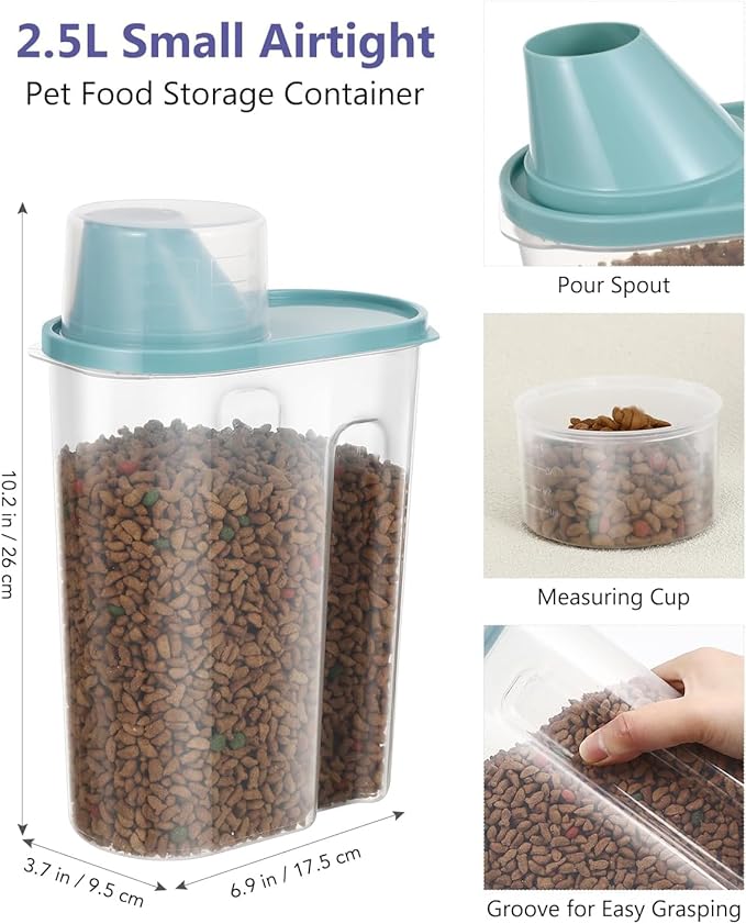 ANVS 20Lbs Dog Food Storage Container Collapsible Dog Food Container with Airtight Lids,Wheels, Scoop and 2.5L Small Pet Food Storage Container Dry Food For Dog, Cat and Other Pet Food (Gray-2)