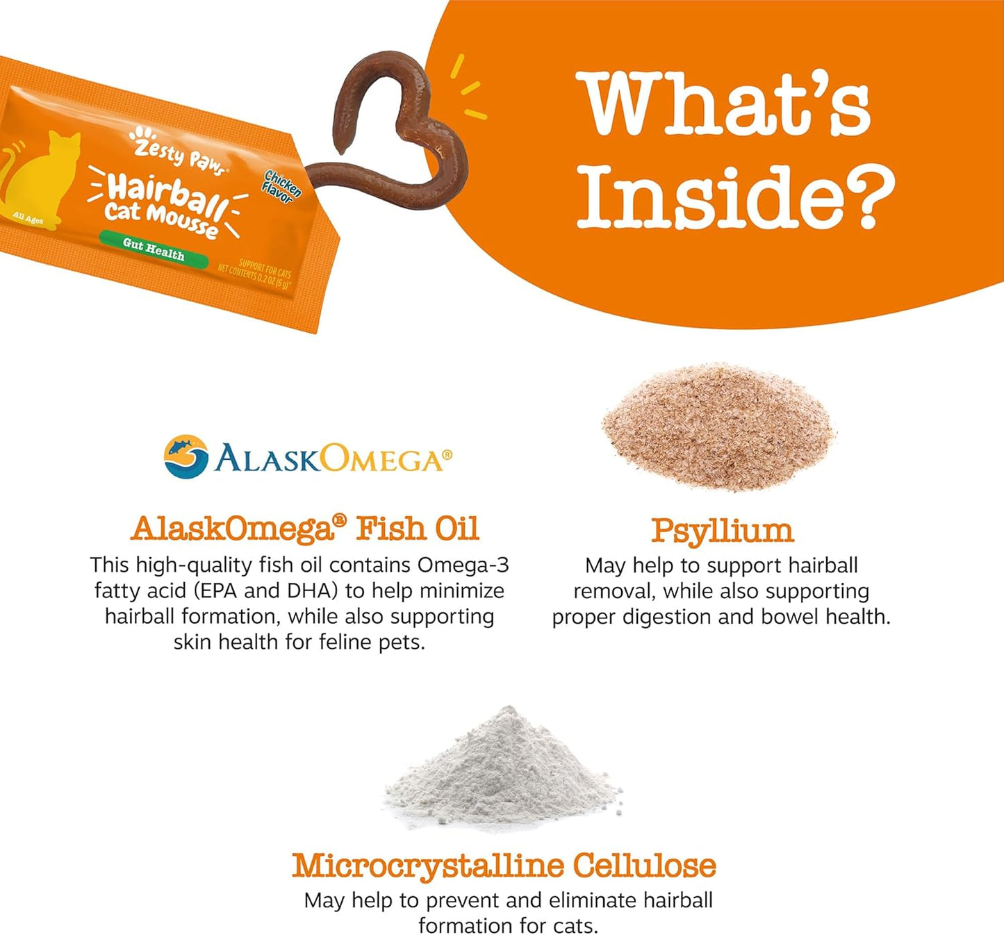 Zesty Paws Hairball Cat Mousse - Lickable Cat Treats Squeeze Up - Squeeze Furball Control - Puree Tube Treats for Digestive Support - Skin & Gut Health - Chicken 3ct