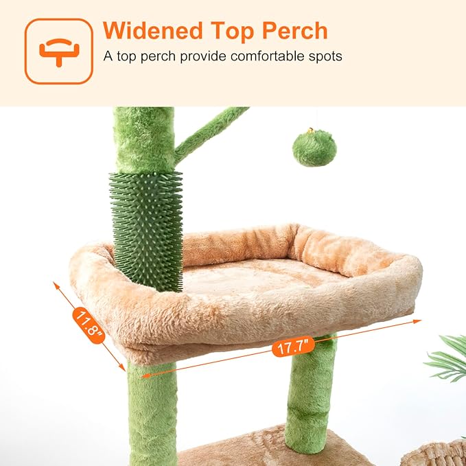 Cat Tree 78in Cat Tree Tower for Indoor Cats Plush Multi-Level Activity Center with Cave Baskets Scratching Posts Green (Green, 78")