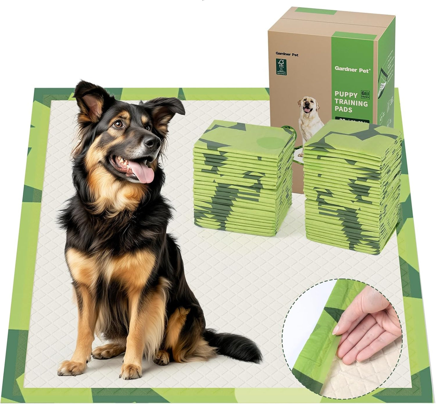 Gardner Pet Disposable Puppy Pads XL, 28" x 30" Dog Pee Pads for Dogs, Super Absorbent & Leak-Proof Full Edge-Wrapping Extra Thick Dog Potty Training Pads (50 Count)