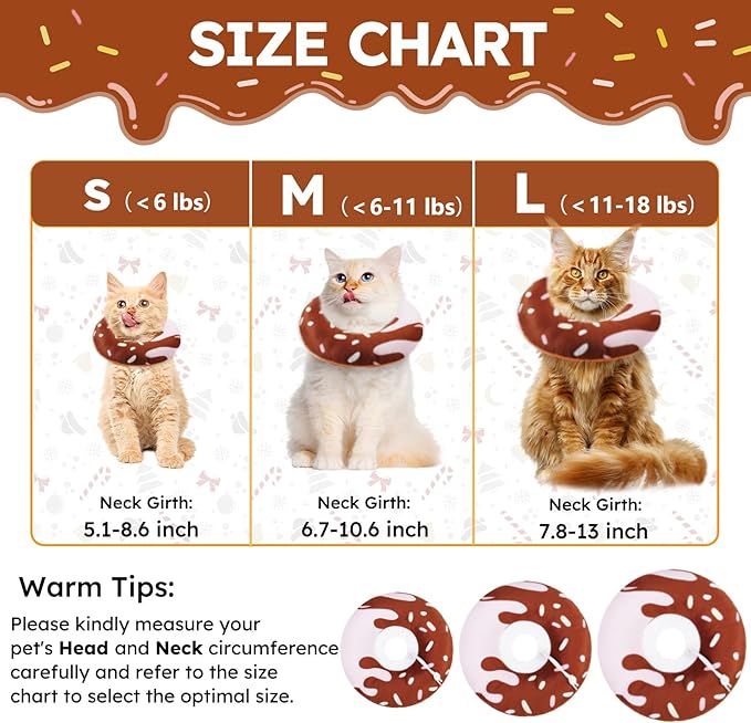 Cat Cone Collar Soft, Cat Recovery Collars for Wound Healing Cute Adjustable Kittens Cones to Stop Licking Comfortable Lightweight Neck Elizabethan Collars for Kittens