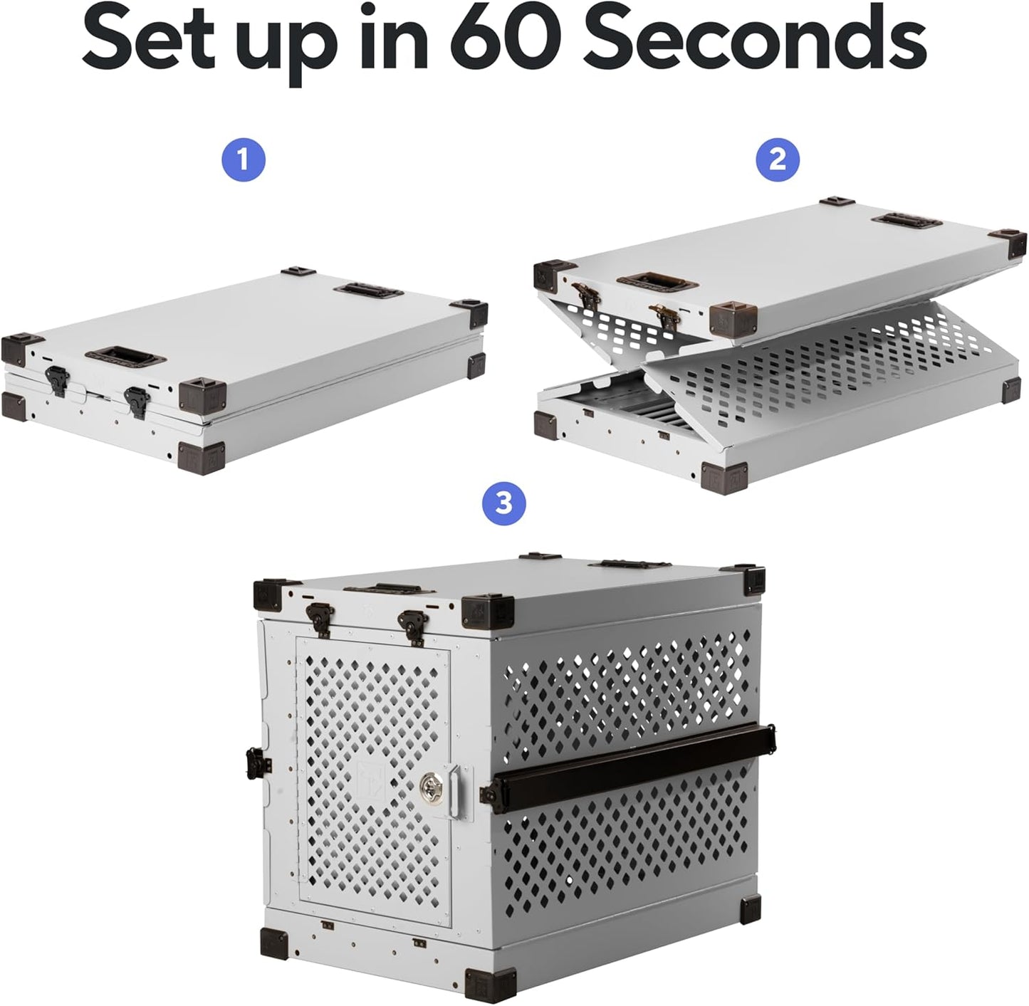 Impact Collapsible Dog Crate - Foldable Hard Crate for Extra Large Dogs - Heavy Duty Travel Kennel with Powder-Coated Aluminum - Quick Setup for Indoor & Outdoor (Black, 40"+ (40.5" L x 27.5”W x 34" H