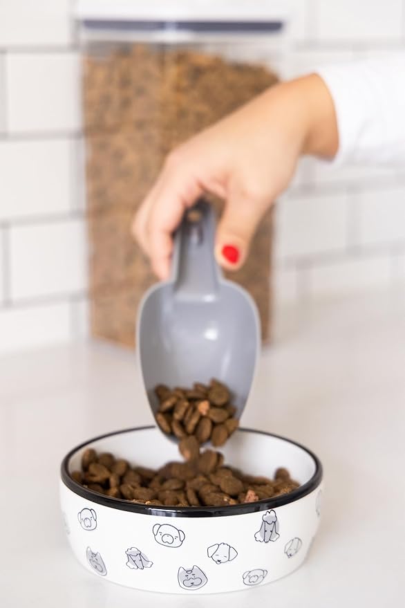 Pearhead Ceramic Dog Faces Dog Bowl, Holds 2 Cups, Stoneware Food and Water Dish for Dogs up to 20 lbs, Microwave and Dishwasher Safe, Small/Medium