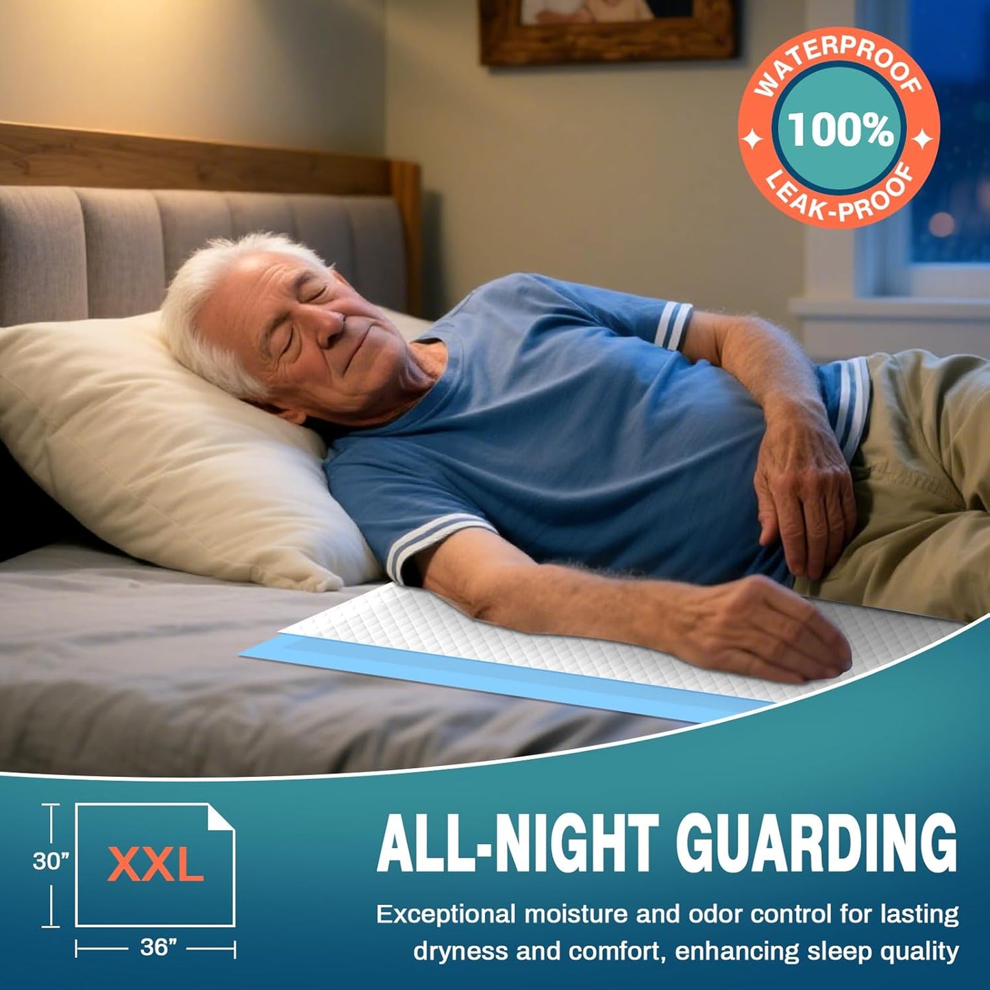 AAY Bed Pads Disposable 30" x 36" (50 Count), Extra Large Super Absorbency Disposable Underpads for Incontinence, Premium Leakproof Protective Chucks Pee Pads for Adult, Kids, Puppy Training