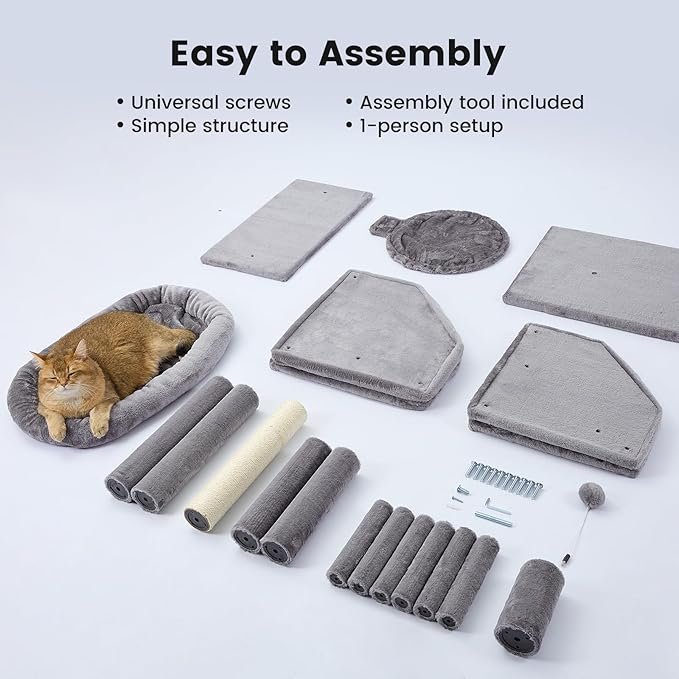 Gardner Pet 41" Tall Pink&Green Cat Tree for Medium-Large Cats, Heavy Duty Cat Tower with 2.8in Posts & Washable Top Perches, Space-Saving Cat Furniture for Apartments, Easy to Assembly