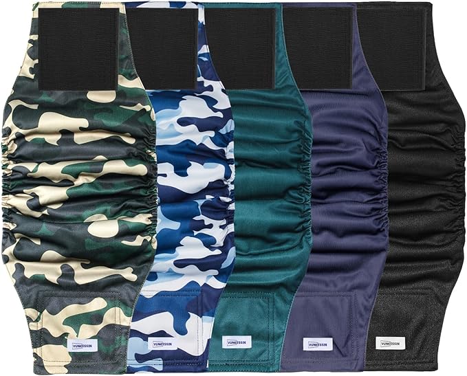 Reusable Dog Diapers Male, Premium Washable Belly Bands for Male Dogs, Pack of 5, High Absorbing Extra Small Male Dog Wraps for Doggie & Puppy in Incontinence or Excitable Urination and Training(XS)