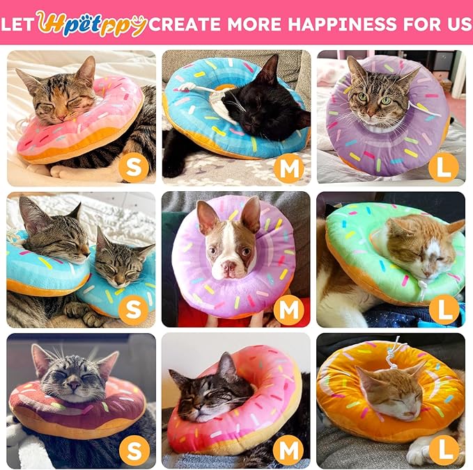Cat Cone Collar Soft, Cat Recovery Collar for Wound Healing Cute Donut Adjustable Kitten Cones to Stop Licking Comfortable Lightweight Neck Elizabethan Collars for Kittens After Surgery